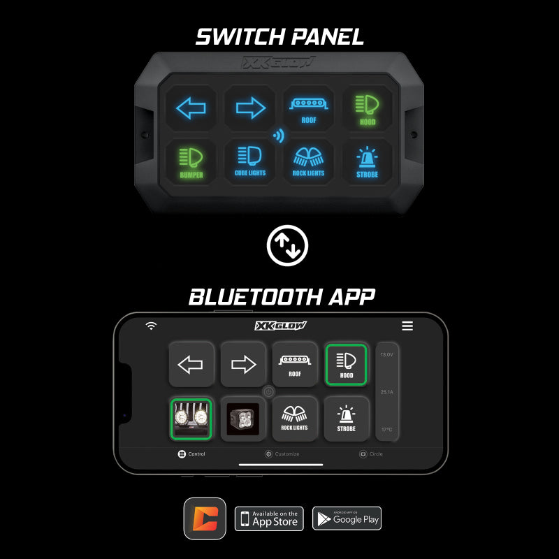 XKGLOW Switch Panels XK Glow XKcommand Bluetooth Switch Panel for Lights 12V Accessory Offroad